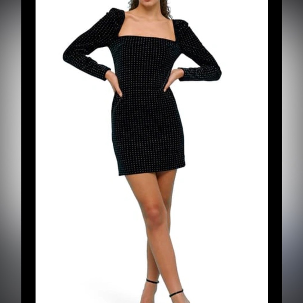 Topshop studded velvet square neck minidress